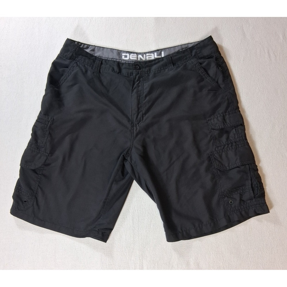 Denali Mens Black Cargo Shorts Size 38 Hiking Outdoor Polyester Zip Pockets